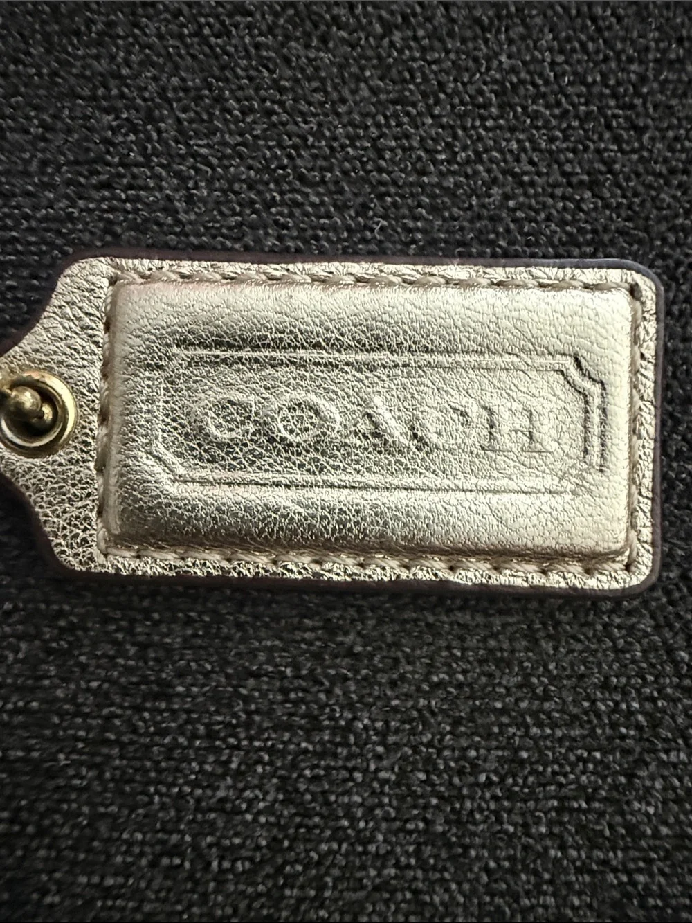 VTG COACH Metallic Gold Leather Key Tag